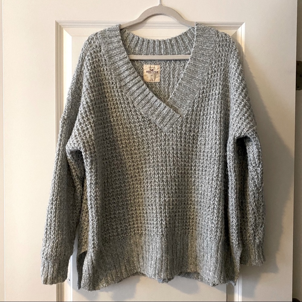 Hollister Gray Knit Oversized Sweater Size Large